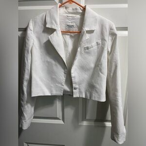 Abercrombie white cropped linen blend blazer